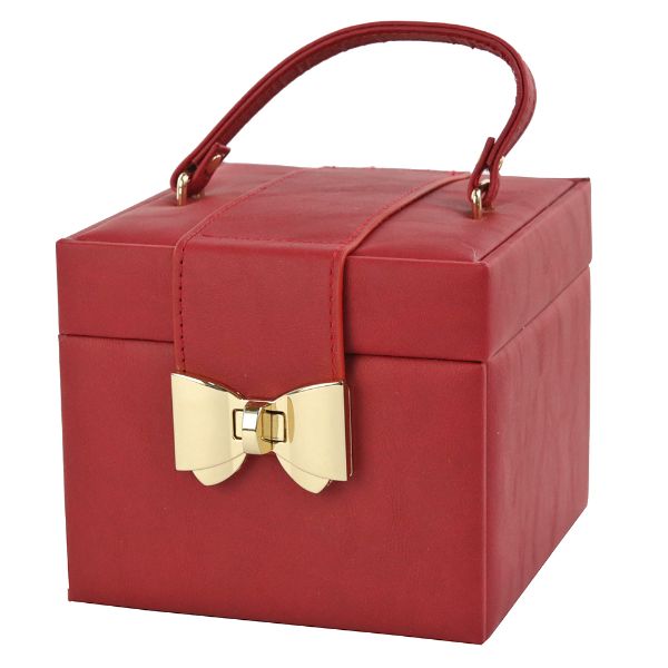 Slika Kutija za nakit s mašnom  crvena 15x15x12 cm