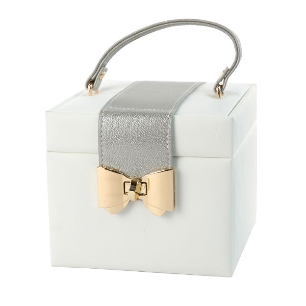 Slika Kutija za nakit s mašnom  bela 15x15x12 cm