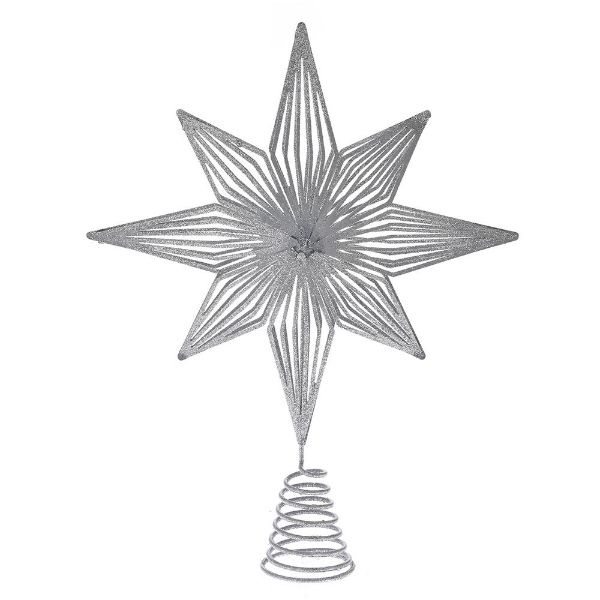 Slika Vrh za jelku srebrna zvezda 22x30 cm