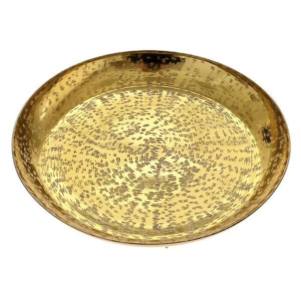 Slika Zlatna metalna tacna 30 cm