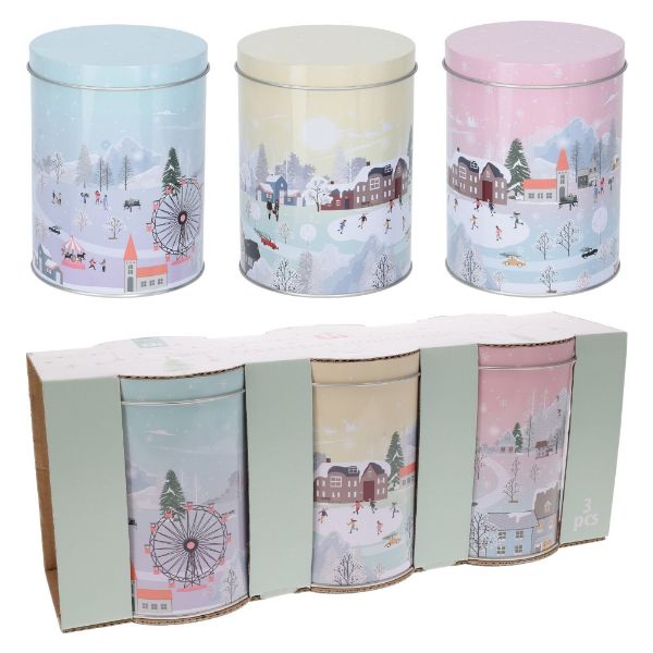Slika SET NOVOGODIŠNJIH METALNIH KUTIJA 3/1 14x10 cm