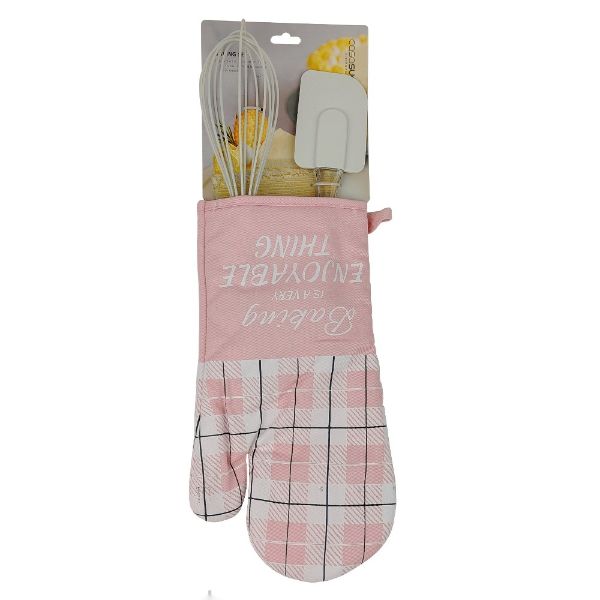 Slika Set za kuhuinju sa rukavicom roze