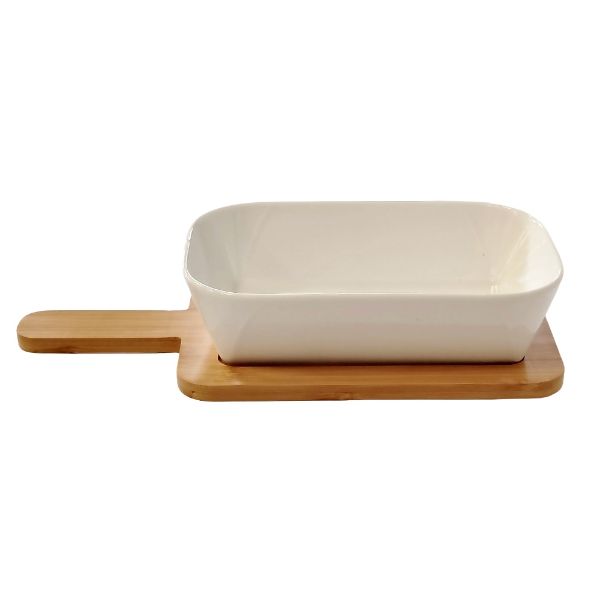 Slika Keramička posuda na dasci 6x27x12 cm