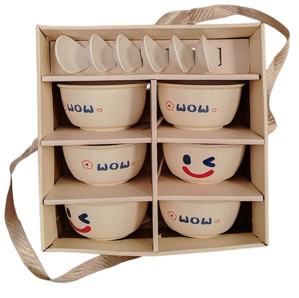 Slika Set keramičkih činija 6/1 sa kasikicama 11x6x11 cm